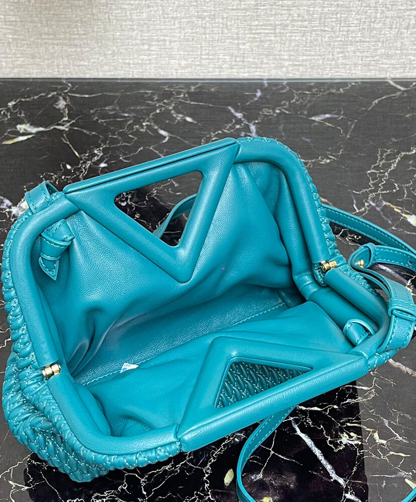 Bottega Veneta Point Top Handle Bag Lambskin Blue